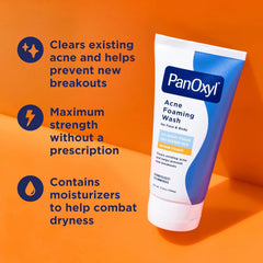 PanOxyl 10% Benzoyl Peroxide Acne Foaming Wash, Maximum Strength, Daily Acne-Fighting Face & Body Cleanser, Face Wash to Clear, Treat and Prevent Acne Pimples and Stubborn Breakouts, 5.5 Oz, Pack of 2