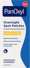 PanOxyl PM Overnight Spot Patches, Advanced Hydrocolloid Healing Technology, Fragrance Free, 40 Count Pack of 1